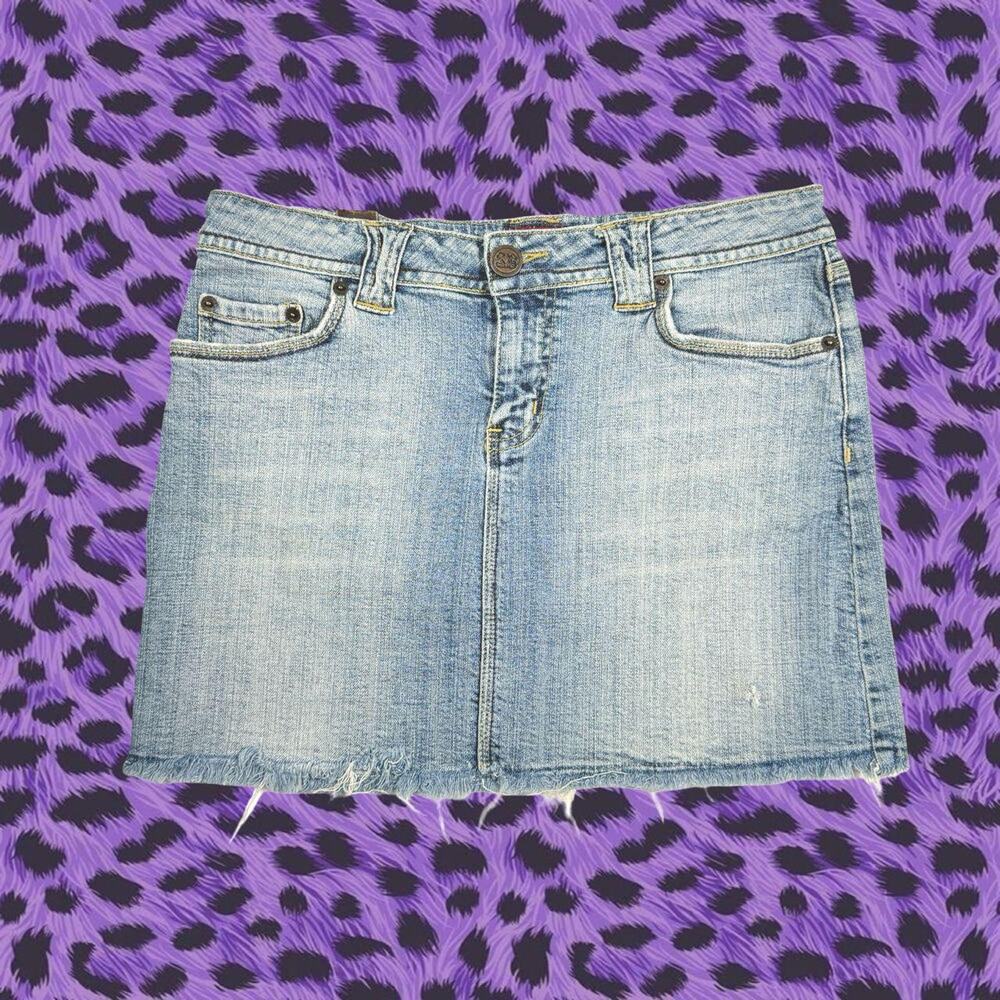 Denim mini skirt skater girl